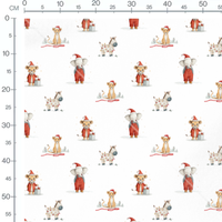 Tissu - animaux de Noel rouge