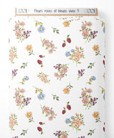 Tissu - Fleurs roses et bleues vives 3
