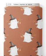 Tissu - Fantômes chapeaux sur marron