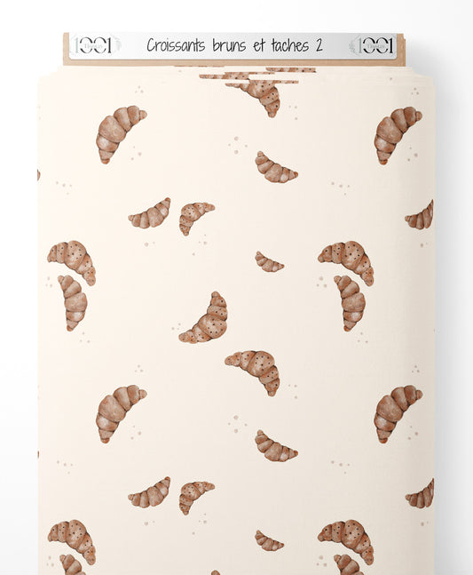 Tissu - Croissants bruns et taches 2
