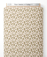 Tissu - Fleurs blanches et feuillage 4
