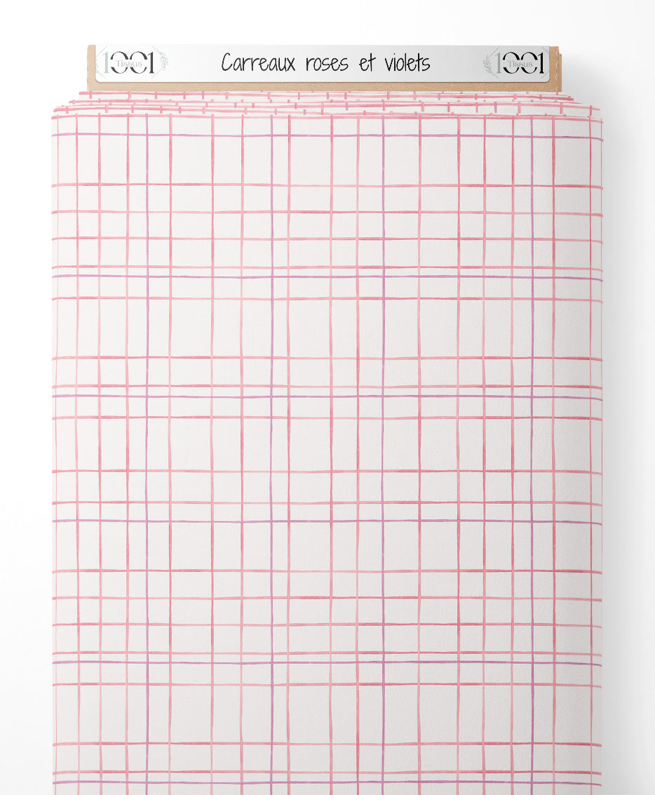 Tissu - Carreaux roses et violets