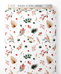 Tissu - Branches et herbes automnales