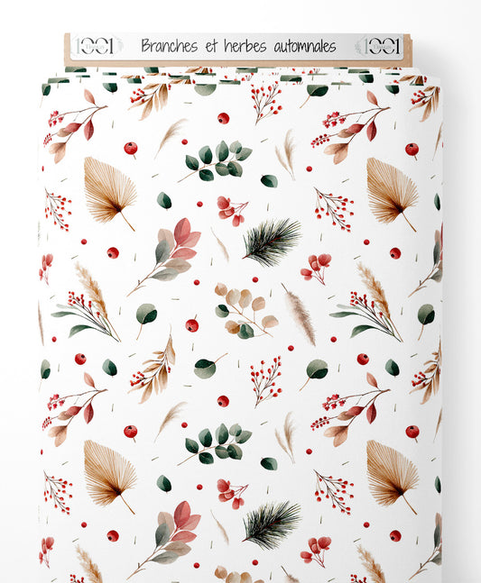 Tissu - Branches et herbes automnales