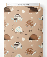 Tissu - Tortues sur fond beige