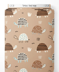 Tissu - Tortues sur fond beige