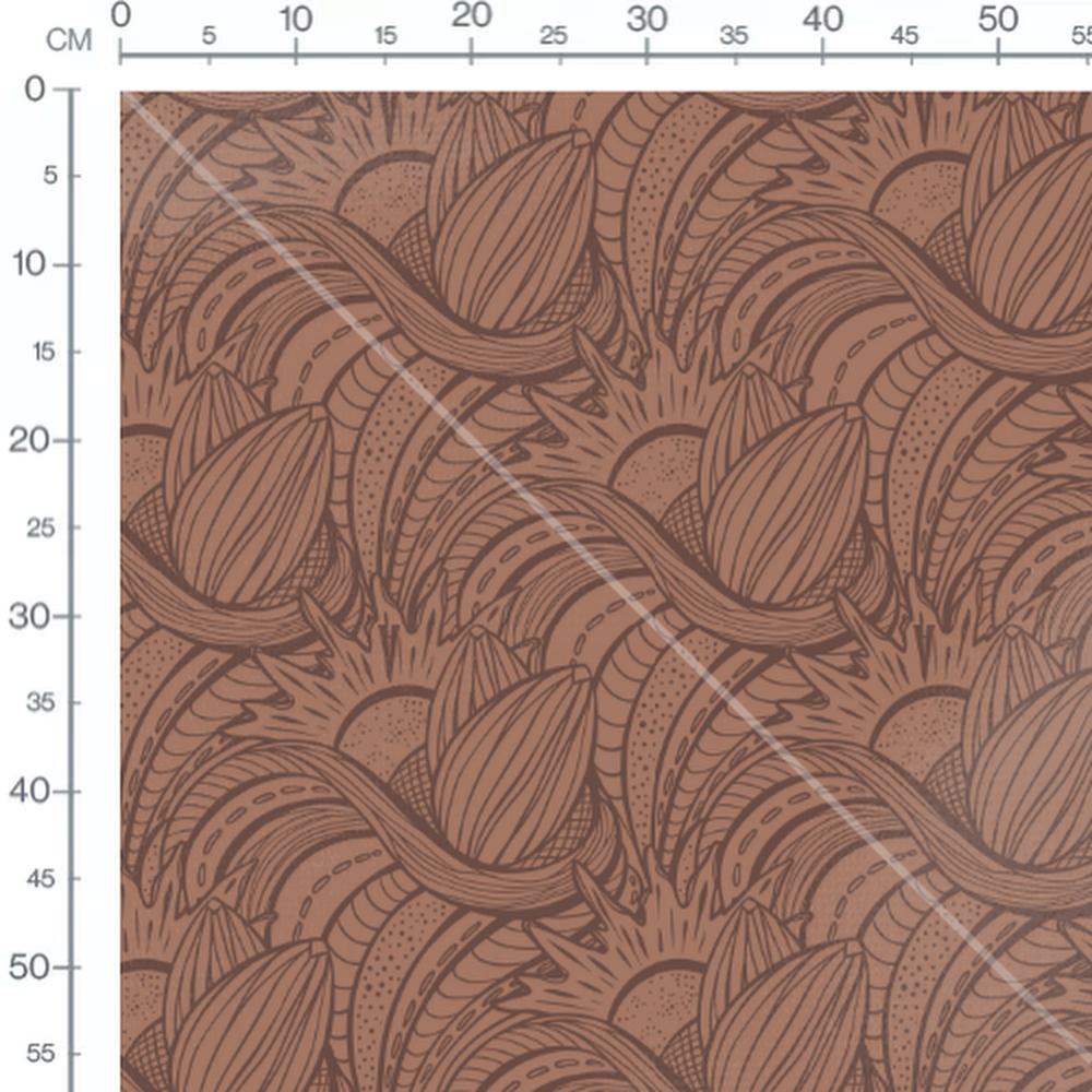 Tissu - Géométrie brune sur fond brun