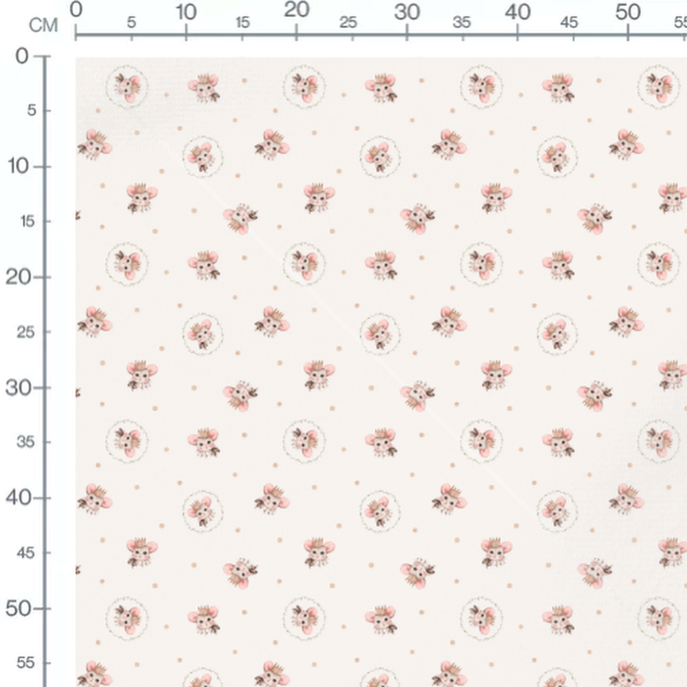 Tissu - Souris couronnées et nœuds