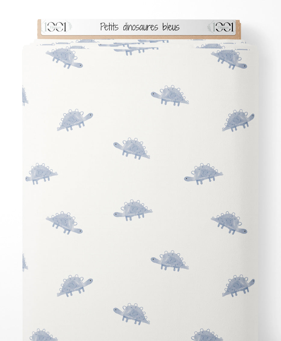 Tissu - Petits dinosaures bleus