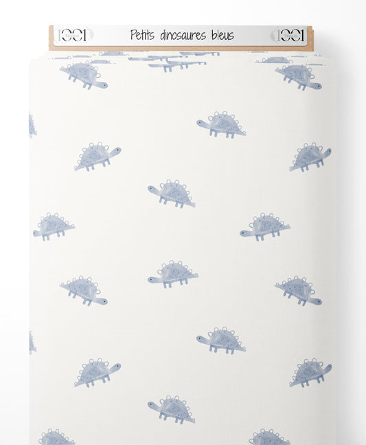 Tissu - Petits dinosaures bleus