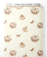 Tissu - Citrouilles brunes sur crème