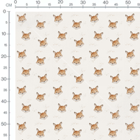 Tissu - Renards marron clair sur beige