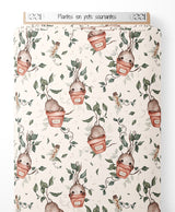 Tissu - Plantes en pots souriantes