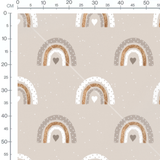 Tissu - Arcs-en-ciel doré et cœurs