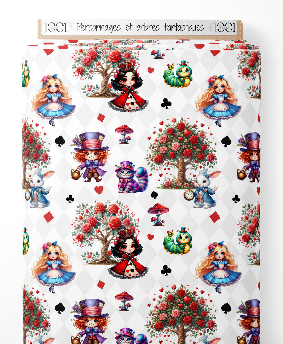 Tissu - Personnages et arbres fantastiques