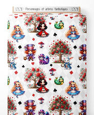 Tissu - Personnages et arbres fantastiques