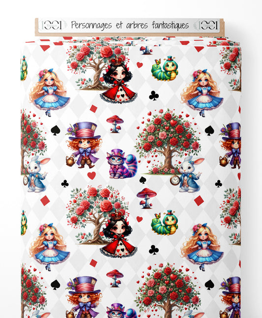 Tissu - Personnages et arbres fantastiques