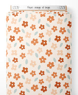 Tissu - Fleurs orange et beige