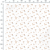 Tissu - Fleurs beige sur fond blanc 2