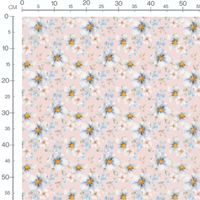 Tissu - Fleurs blanches et bleues vives