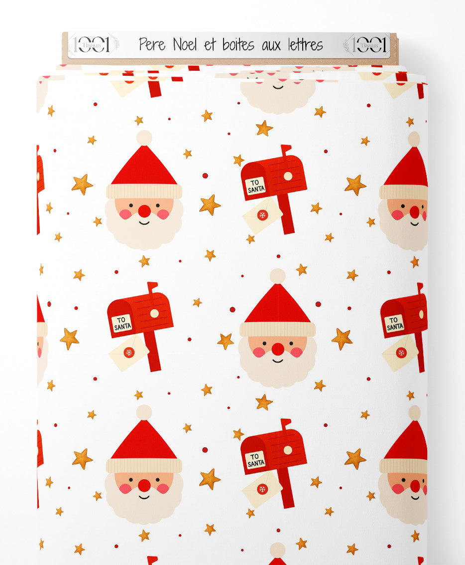 Tissu - Père Noël et boîtes aux lettres