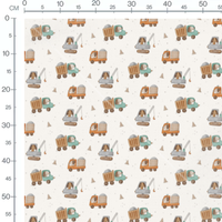 Tissu - Chiens dans camions colorés