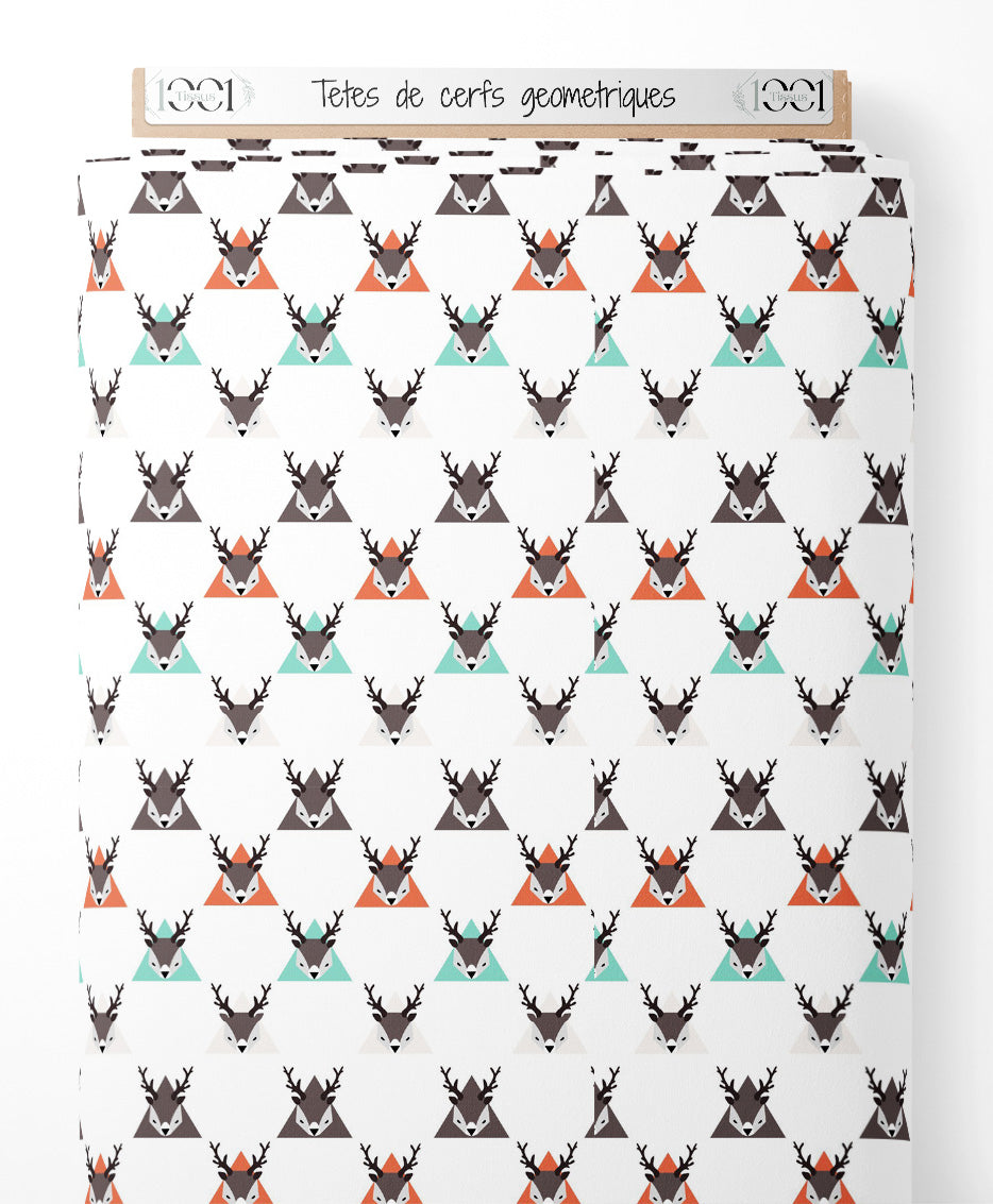 Tissu - Têtes de cerfs géométriques