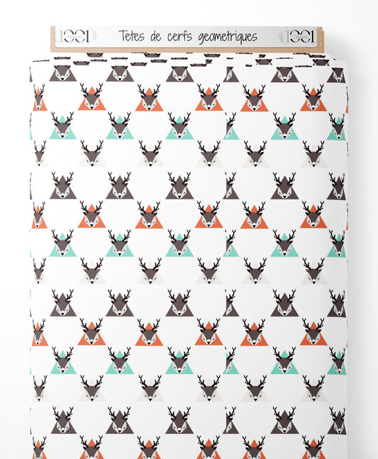 Tissu - Têtes de cerfs géométriques