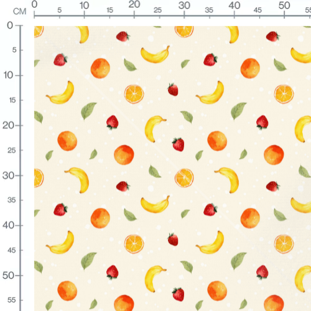 Tissu - Fruits colorés sur fond crème