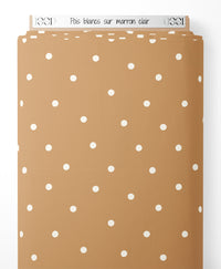 Tissu - Pois blancs sur marron clair