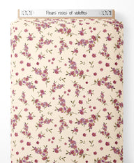 Tissu - Fleurs roses et violettes