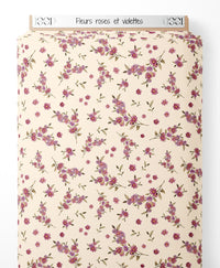 Tissu - Fleurs roses et violettes