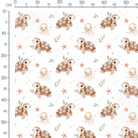 Tissu - Ours et lapin sur fond gris
