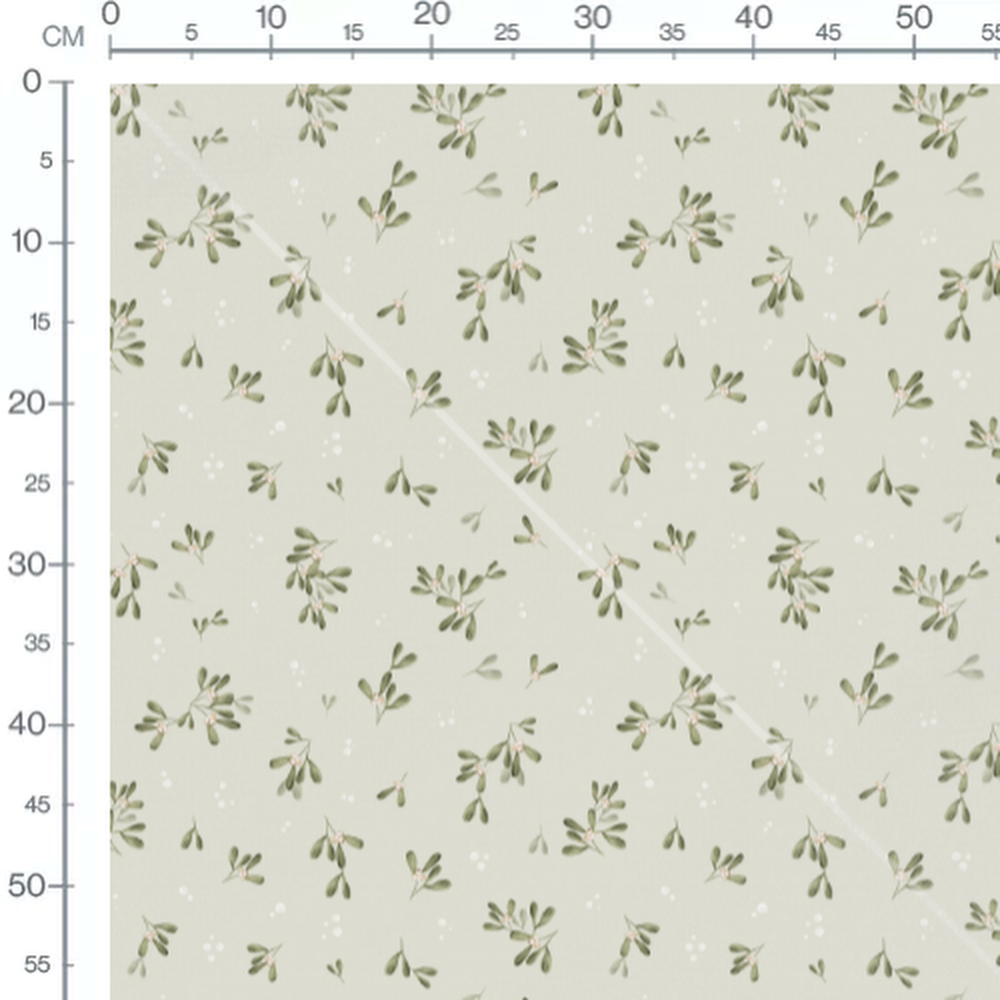 Tissu - Gui vert sur fond beige
