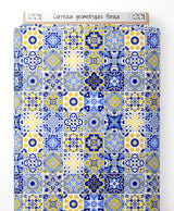 Tissu - Carreaux géométriques floraux