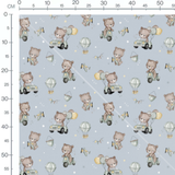 Tissu - Oursons et véhicules bleus