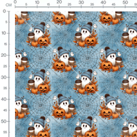 Tissu - fantome citrouille