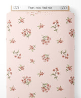 Tissu - Fleurs roses sur fond rose
