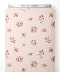 Tissu - Fleurs roses sur fond rose