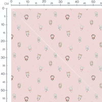 Tissu - Animaux mignons fond rose