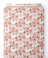 Tissu - Fleurs roses sur fond crème 3