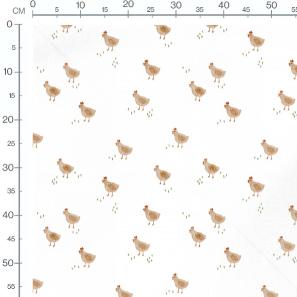 Tissu - Poules aquarelle fond blanc