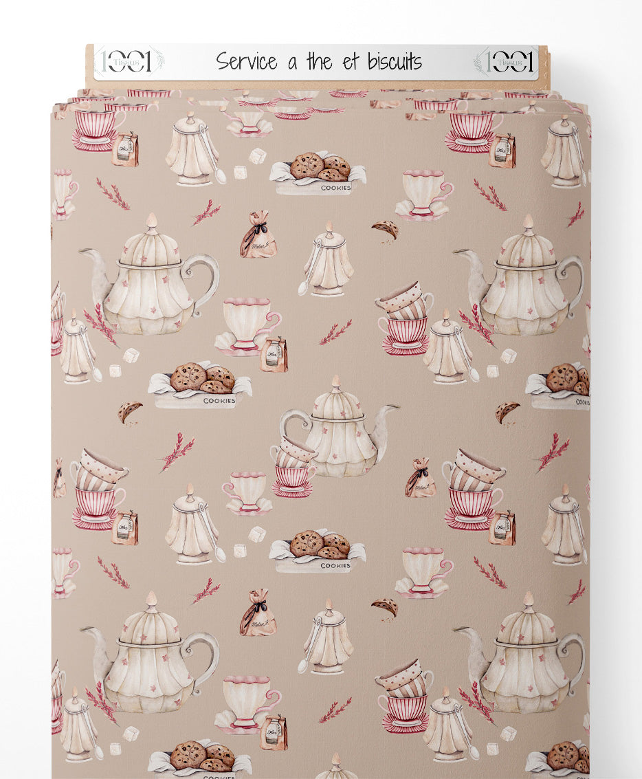 Tissu - Service à thé et biscuits