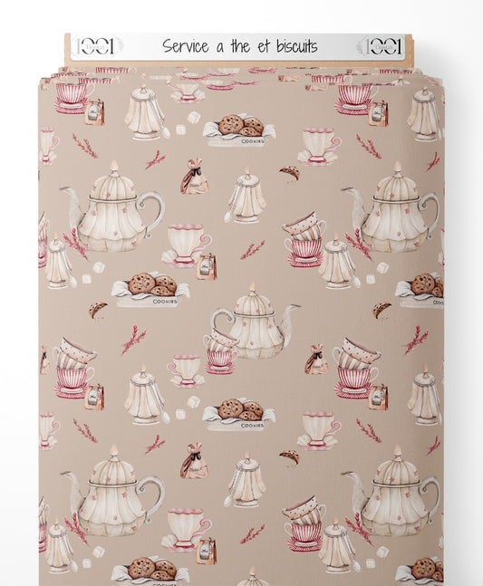 Tissu - Service à thé et biscuits
