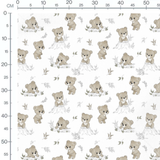 Tissu - Ours mignons et feuillages