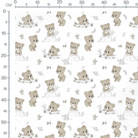 Tissu - Ours mignons et feuillages
