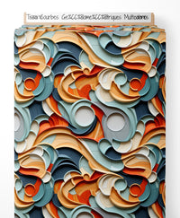 Tissu - Courbes Géométriques Multicolores