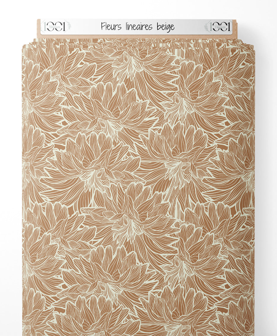 Tissu - Fleurs linéaires beige