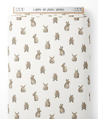 Tissu - Lapins en poses variées