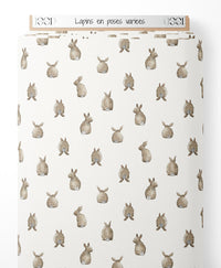 Tissu - Lapins en poses variées